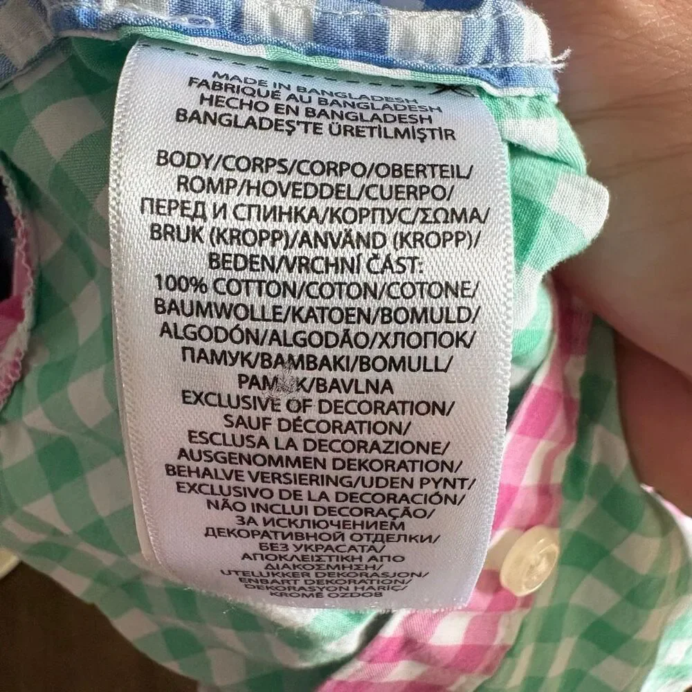 Ralph Lauren Gingham Cotton Poplin Fun Shortall Size 6M Baby Pastels Unisex